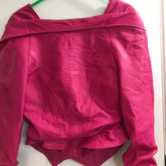 Hugo Buscati Milano Leather Bolero jacket, Hot Pink/Fuschia/Bubble Gum,S - Picture 7 of 11